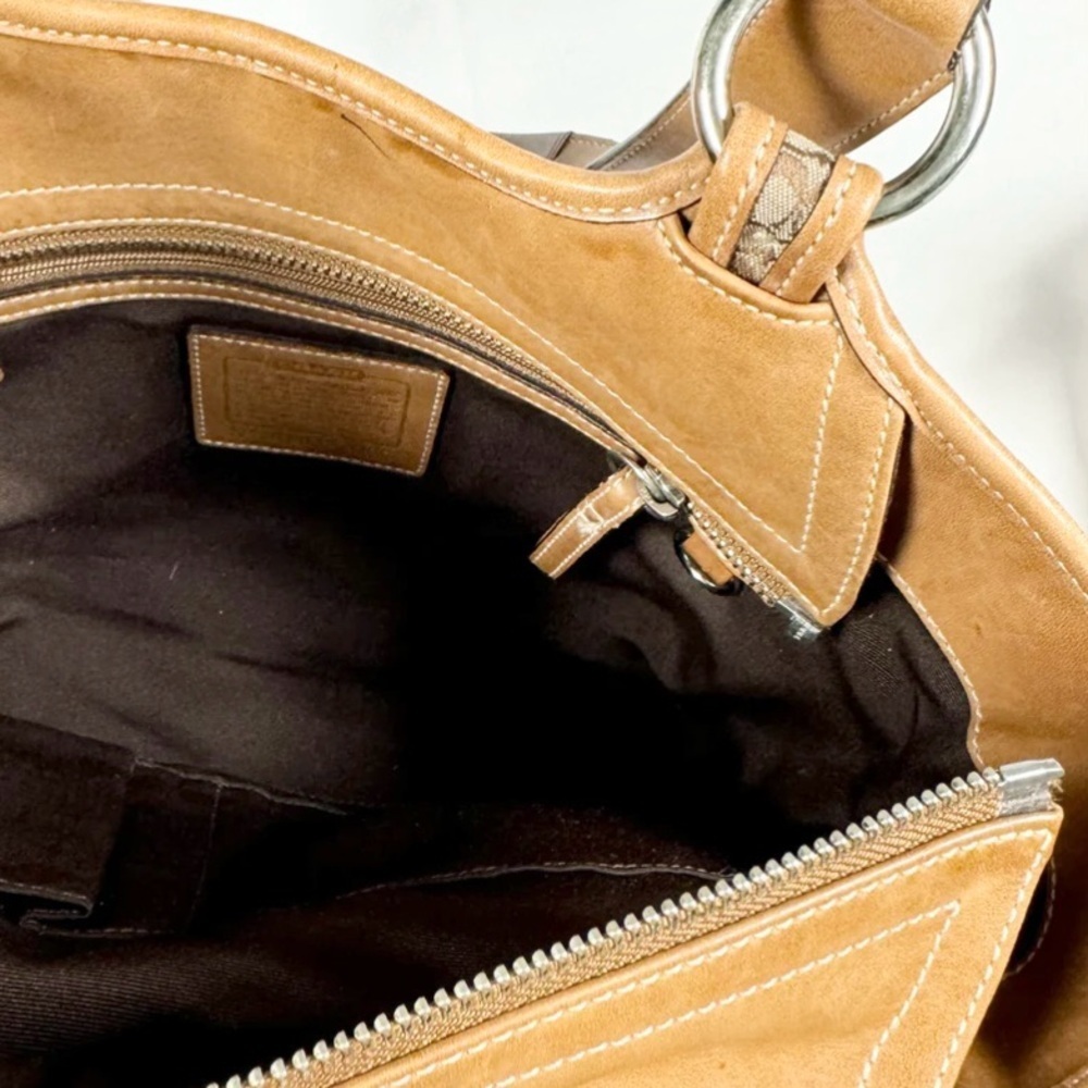 COACH Vintage Soho Signature Leather and Canvas Tote Bag, 7081, tan/brown - Picture 6 of 8